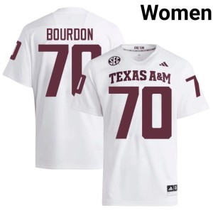 Texas A&M Aggies Official Robert Bourdon College Football Women's #70 White Jersey 925249-618