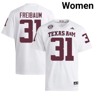 Aggies #31 Shea Freibaum High School White College Football Women Jerseys 212283-790