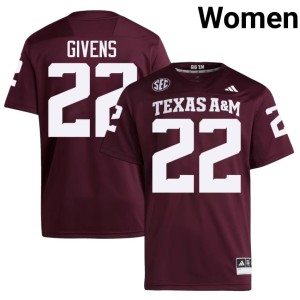 TAMU 2026 Tristian Givens College Football Maroon #22 Women's Jerseys 277783-953