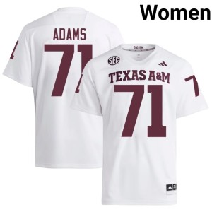 Texas A&M White College Football #71 Tyree Adams Player Womens Jersey 619095-328