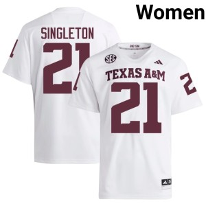 TAMU Women College Football Vic Singleton 2026 #21 White Jerseys 237190-660