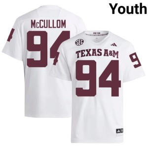 Aggies College Football Youth Angelo McCullom #94 White Game Jerseys 942838-225