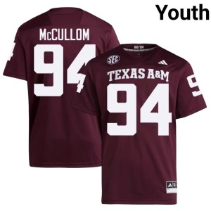 TAMU Angelo McCullom Stitched College Football #94 Youth Maroon Jerseys 341120-559