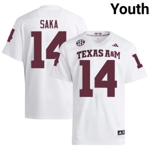 Texas A&M University #14 Replica Youth White Anto Saka College Football Jersey 887943-842