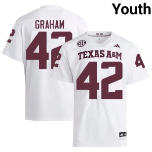 Texas Limited Youth Boomer Graham College Football #42 White Jerseys 490076-534