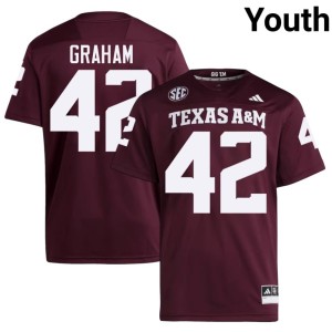 Texas A&M Maroon Youth Boomer Graham Player College Football #42 Jersey 285685-156