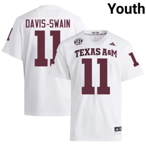 Texas A&M Aggies Stitched Brandon Davis-Swain Youth White #11 College Football Jerseys 839629-922