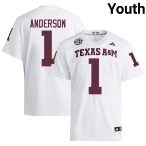 A&M #1 Youth College Football Bryce Anderson White Replica Jersey 500812-350