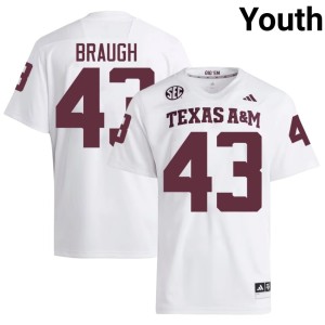 Texas White Youth Replica College Football Carter Braugh #43 Jersey 336778-490