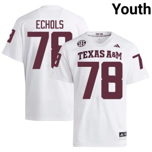 Texas Aggies Coen Echols White Youth College Football Stitched #78 Jersey 741799-893
