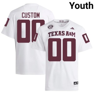 Texas A&M Aggies Youth White #00 Embroidery College Football Custom Jersey 874094-164
