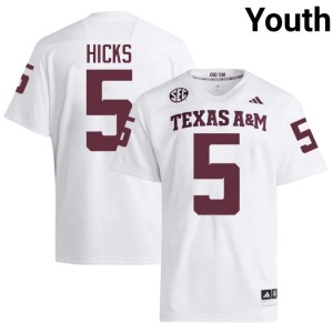 TAMU DJ Hicks Youth White College Football Embroidery #5 Jersey 951966-287