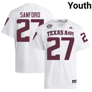 Texas A&M Aggies Official Daymion Sanford College Football Youth #27 White Jerseys 707453-979