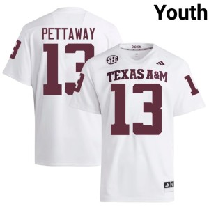 Aggies Youth College Football University Deyjhon Pettaway #13 White Jerseys 299769-366
