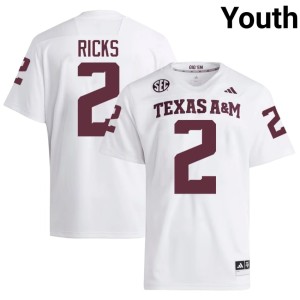 TAMU College Football 2026 Youth White Dezz Ricks #2 Jersey 724576-806