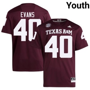 TAMU Maroon Stitched College Football Gray Evans #40 Youth Jerseys 438115-355