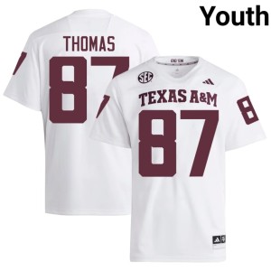 A&M #87 Embroidery College Football Houston Thomas White Youth Jerseys 288791-410