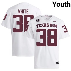 Texas A&M Aggies Jared White Youth University #38 College Football White Jersey 700720-533