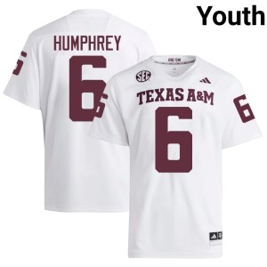 Texas A&M Aggies College Football Youth #6 White Julio Humphrey Stitched Jersey 831612-172