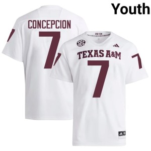 Texas College Football Stitched KC Concepcion #7 White Youth Jersey 282900-292