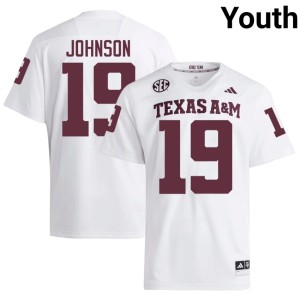 Aggies #19 KK Johnson Youth White University College Football Jersey 960281-471