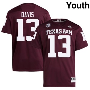 Texas A&M Maroon NCAA Youth Myles Davis #13 College Football Jersey 997205-969