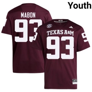 Texas College Football Nathan Mabon Maroon University Youth #93 Jersey 696097-969