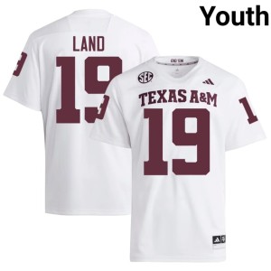 TAMU #19 White Paxton Land Youth Embroidery College Football Jerseys 629288-517