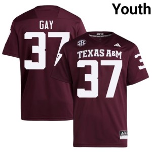 TAMU #37 Maroon College Football Peyton Gay Youth Official Jersey 604582-797