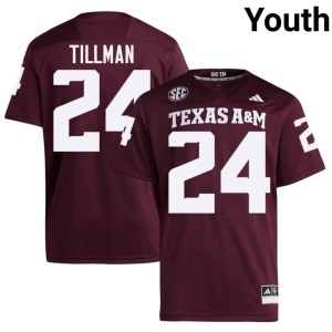 Texas A&M College Football Embroidery Youth #24 Ramarian Tillman Maroon Jersey 459844-557