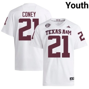 Texas A&M University Youth College Football #21 White Official Ray Coney Jersey 748856-325