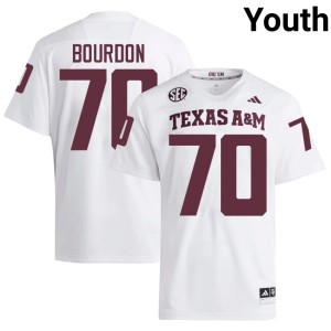 Texas A&M University #70 College Football Official White Robert Bourdon Youth Jerseys 679102-367