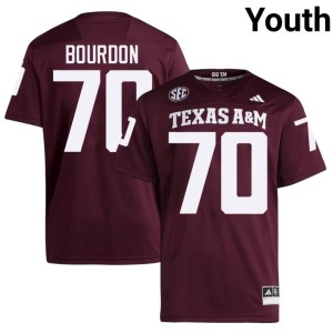 12th Man College Football Maroon #70 Official Youth Robert Bourdon Jersey 428052-194