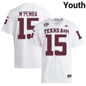 Texas A&M University Youth White Sam M'Pemba 2026-27 College Football #15 Jersey 477329-246