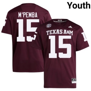 12th Man #15 Game College Football Maroon Sam M'Pemba Youth Jerseys 447064-235