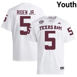 12th Man #5 Embroidery Tiger Riden Jr. Youth College Football White Jerseys 467660-531