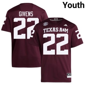 Texas Maroon #22 College Football Youth Player Tristian Givens Jerseys 983221-494