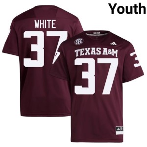 TAMU College Football University Youth Tyler White #37 Maroon Jerseys 489154-924