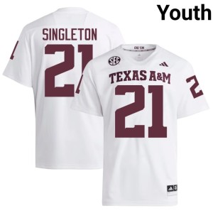 A&M Youth #21 Game Vic Singleton White College Football Jersey 994461-464