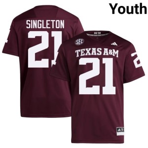 Aggies College Football Youth 2026-27 Vic Singleton #21 Maroon Jersey 992669-470